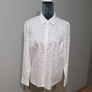 Talbots White Shirt with Gold Stars MP